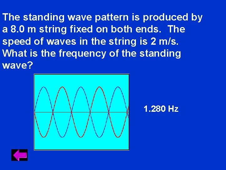 The standing wave pattern is produced by a 8. 0 m string fixed on The standing wave pattern is produced by a 8. 0 m string fixed on