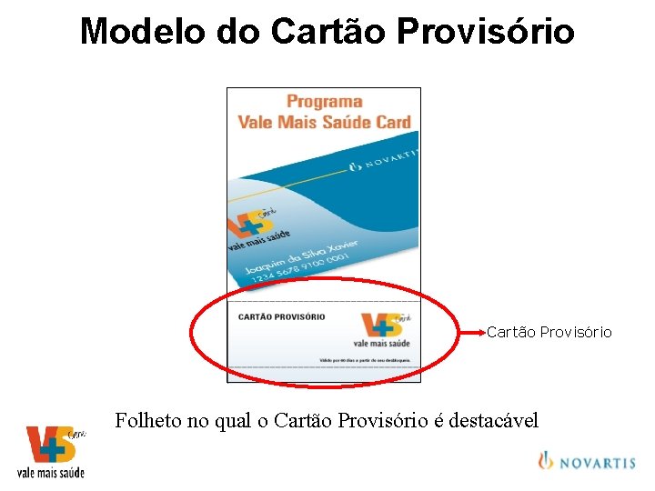 Modelo do Cartão Provisório Validade de 60 dias após a adesão Folheto no qual