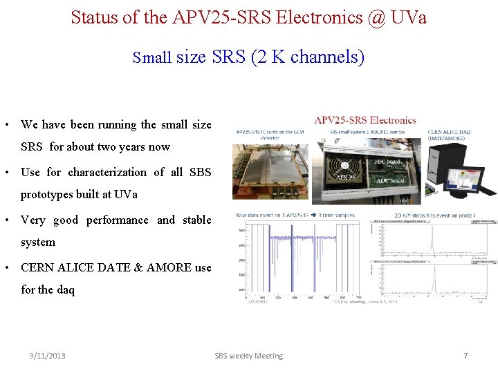 Status of the APV 25 -SRS Electronics @ UVa Small size SRS (2 K Status of the APV 25 -SRS Electronics @ UVa Small size SRS (2 K