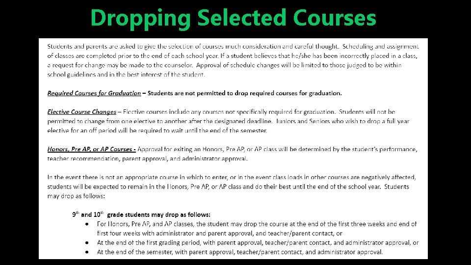 Dropping Selected Courses 