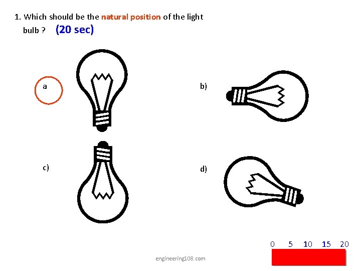 1. Which should be the natural position of the light bulb ? (20 sec)