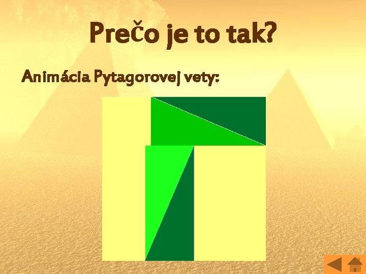 Prečo je to tak? Animácia Pytagorovej vety: 