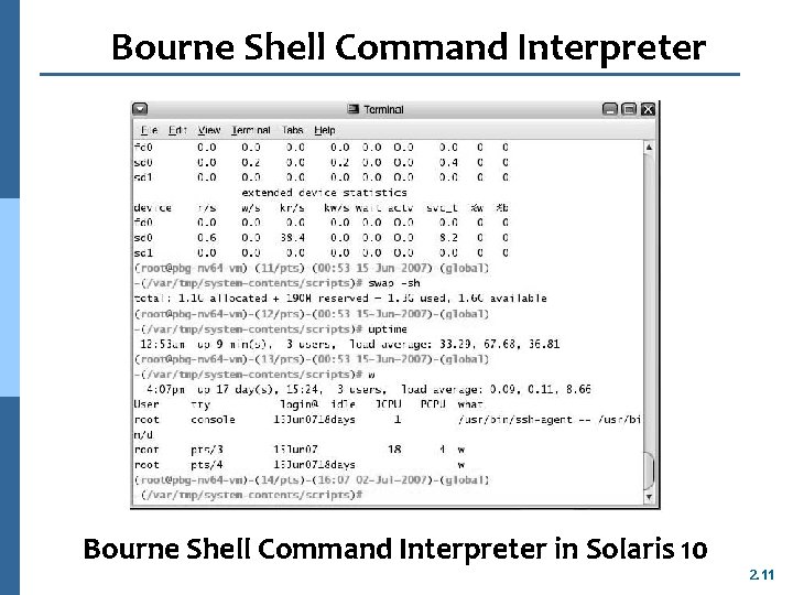 Bourne Shell Command Interpreter in Solaris 10 2. 11 