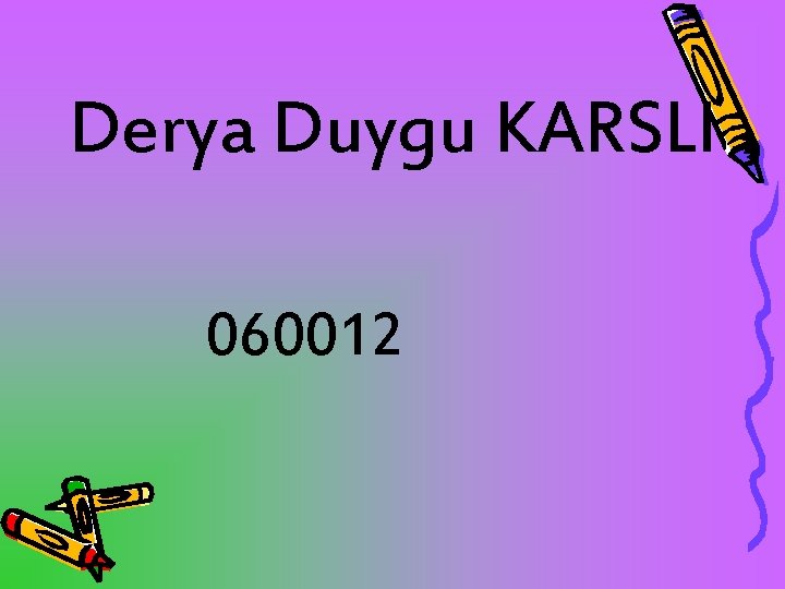 Derya Duygu KARSLI 060012 Derya Duygu KARSLI 060012