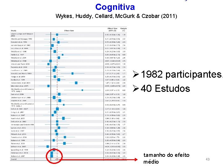 Cognitiva Wykes, Huddy, Cellard, Mc. Gurk & Czobar (2011) Ø 1982 participantes. Ø 40