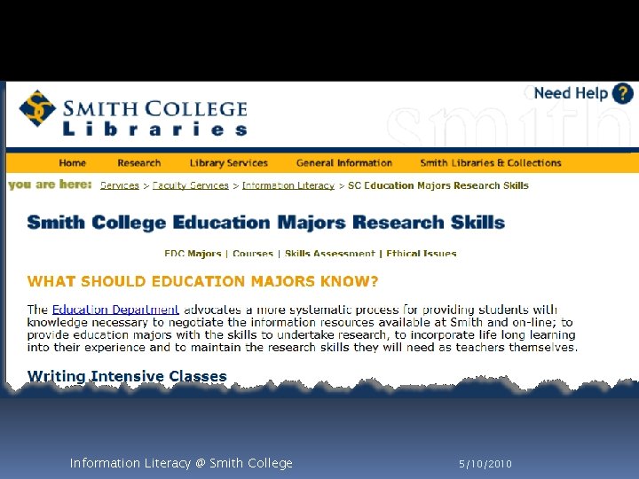 Information Literacy @ Smith College 5/10/2010 