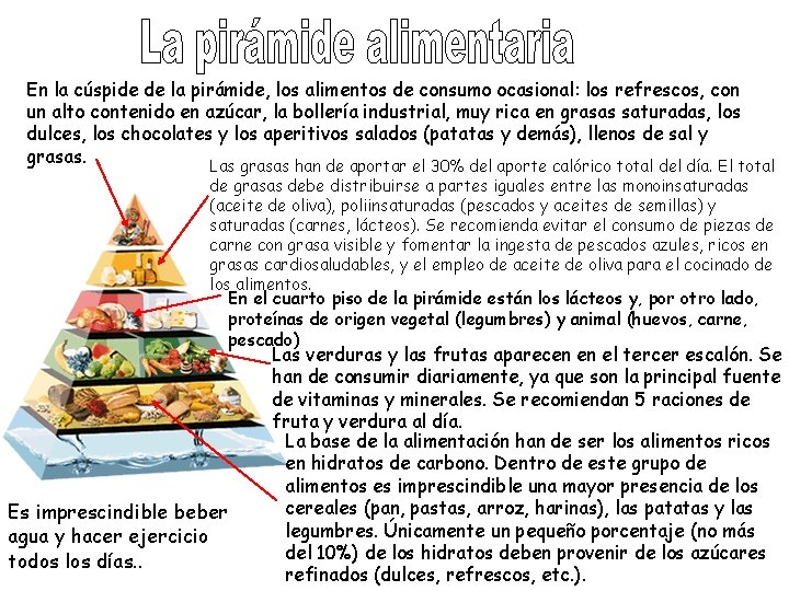 En la cúspide de la pirámide, los alimentos de consumo ocasional: los refrescos, con