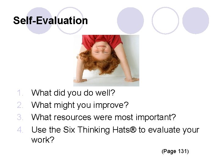 Self-Evaluation 1. 2. 3. 4. What did you do well? What might you improve?