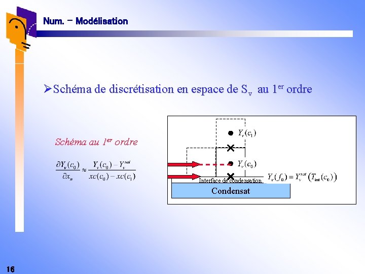 Num. - Modélisation ØSchéma de discrétisation en espace de Sv au 1 er ordre