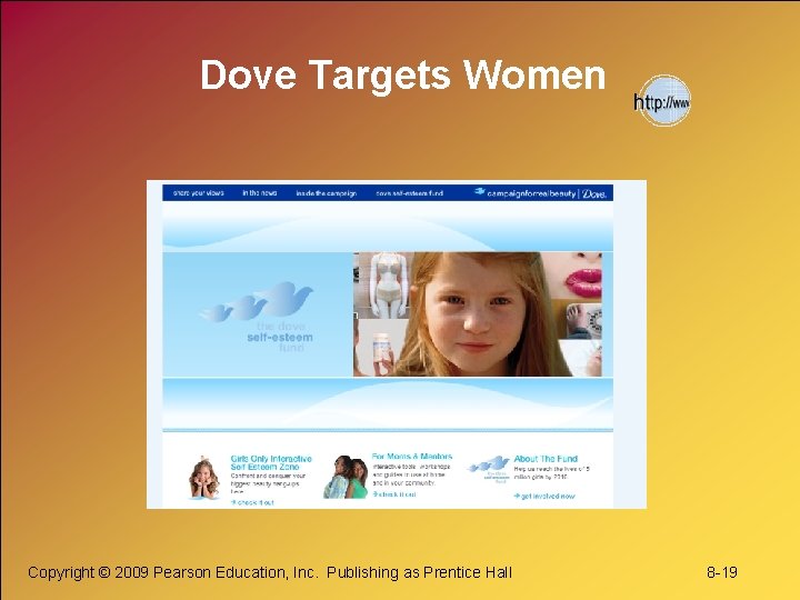 Dove Targets Women Copyright © 2009 Pearson Education, Inc. Publishing as Prentice Hall 8