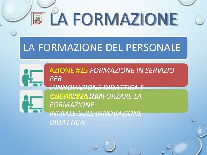 LA FORMAZIONE DEL PERSONALE AZIONE #25 FORMAZIONE IN SERVIZIO PER L’INNOVAZIONE DIDATTICA E AZIONE