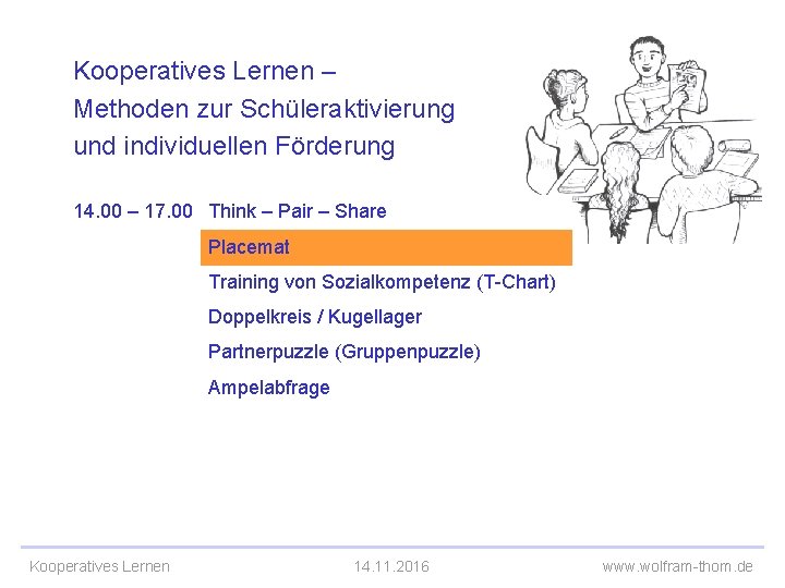 Kooperatives Lernen – Methoden zur Schüleraktivierung und individuellen Förderung 14. 00 – 17. 00