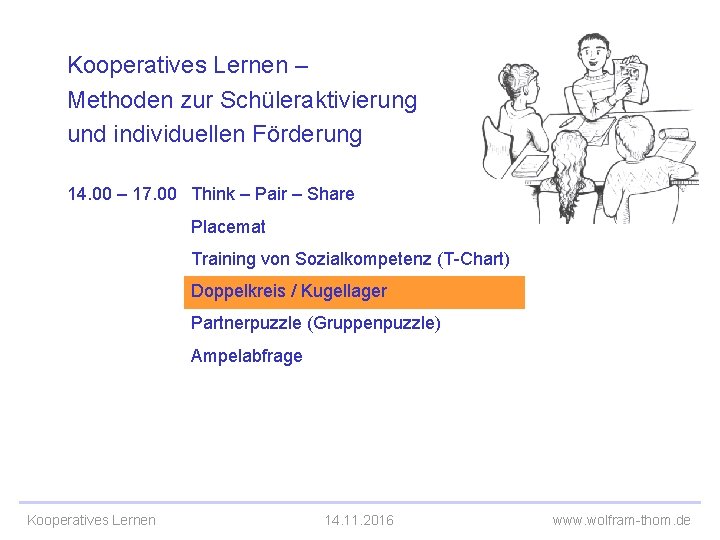 Kooperatives Lernen – Methoden zur Schüleraktivierung und individuellen Förderung 14. 00 – 17. 00
