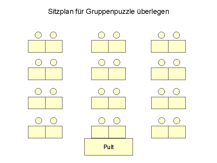 Sitzplan für Gruppenpuzzle überlegen Pult Kooperatives Lernen 14. 11. 2016 www. wolfram-thom. de 