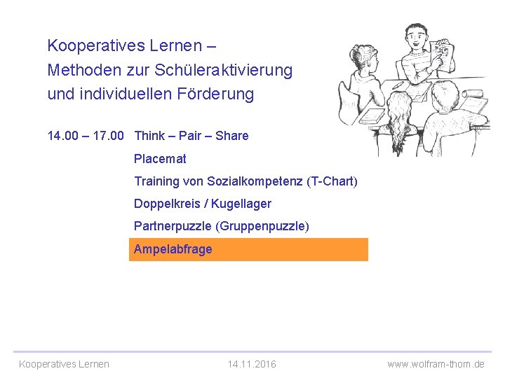 Kooperatives Lernen – Methoden zur Schüleraktivierung und individuellen Förderung 14. 00 – 17. 00