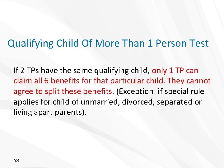 Qualifying Child Of More Than 1 Person Test If 2 TPs have the same