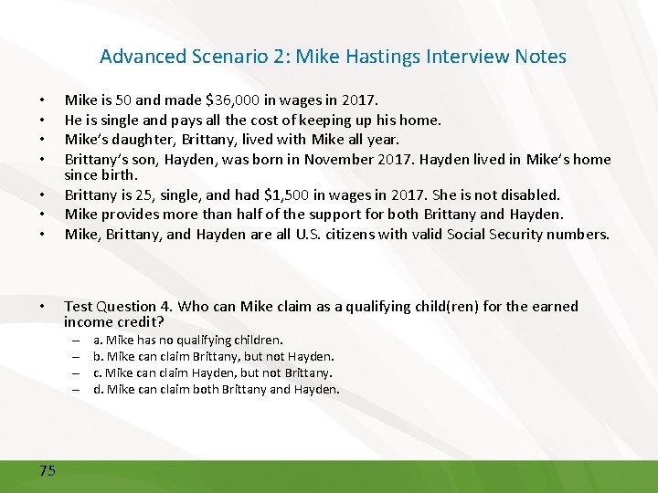 Advanced Scenario 2: Mike Hastings Interview Notes • • Mike is 50 and made Advanced Scenario 2: Mike Hastings Interview Notes • • Mike is 50 and made