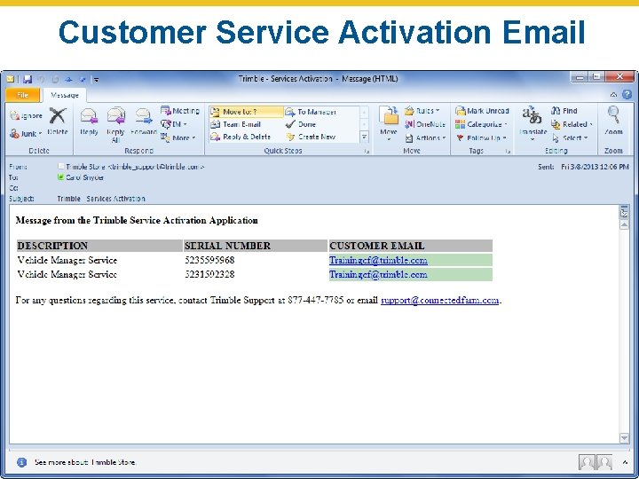 Customer Service Activation Email 