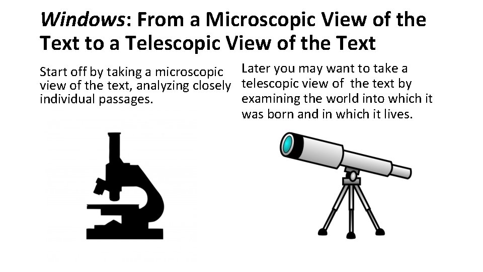 Windows: From a Microscopic View of the Text to a Telescopic View of the