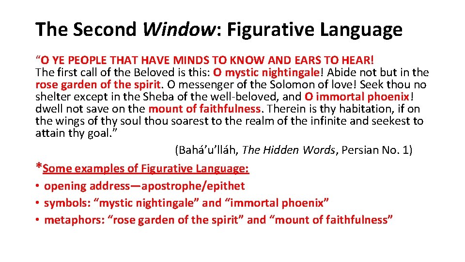 The Second Window: Figurative Language “O YE PEOPLE THAT HAVE MINDS TO KNOW AND The Second Window: Figurative Language “O YE PEOPLE THAT HAVE MINDS TO KNOW AND