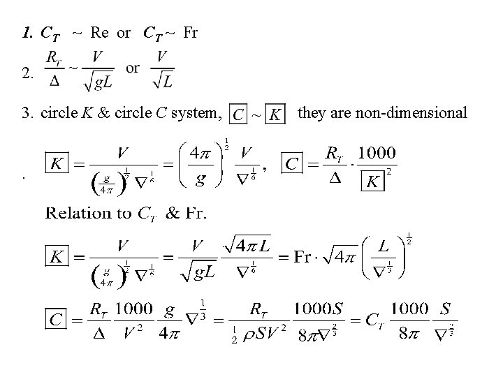1. CT ~ Re or CT ~ Fr 2. 3. circle K & circle 1. CT ~ Re or CT ~ Fr 2. 3. circle K & circle