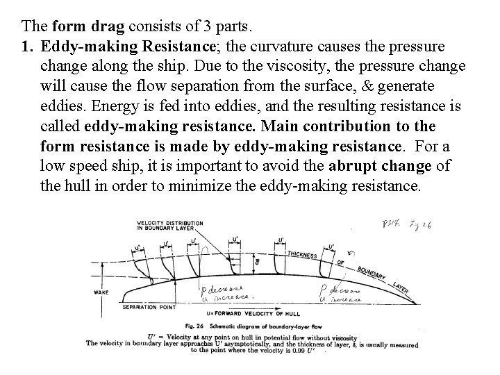 The form drag consists of 3 parts. 1. Eddy-making Resistance; the curvature causes the The form drag consists of 3 parts. 1. Eddy-making Resistance; the curvature causes the