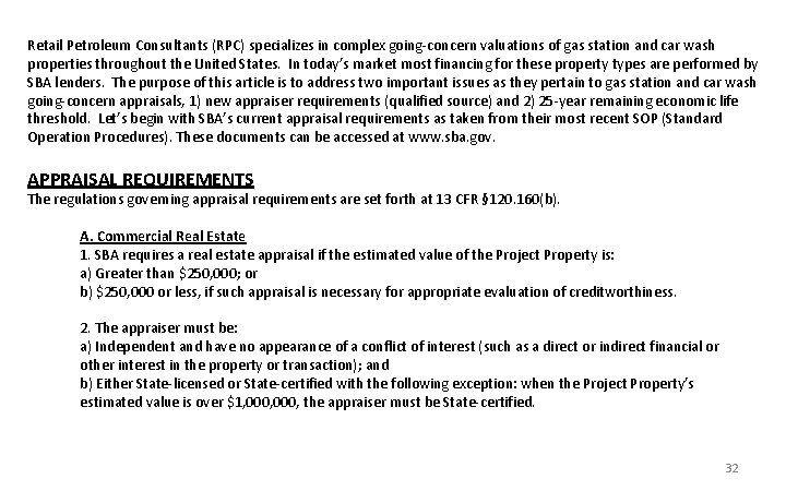 Retail Petroleum Consultants (RPC) specializes in complex going-concern valuations of gas station and car