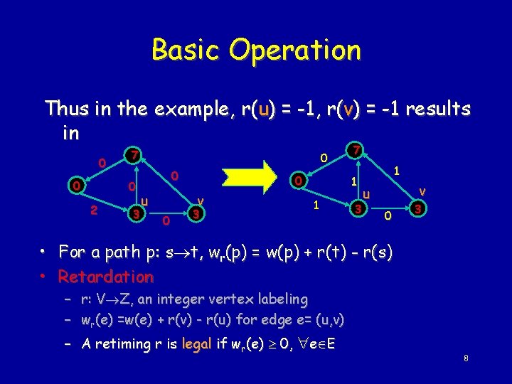 Basic Operation Thus in the example, r(u) = -1, r(v) = -1 results in