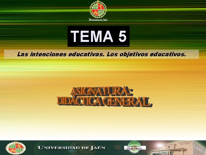 TEMA 5 Las intenciones educativas. Los objetivos educativos. 