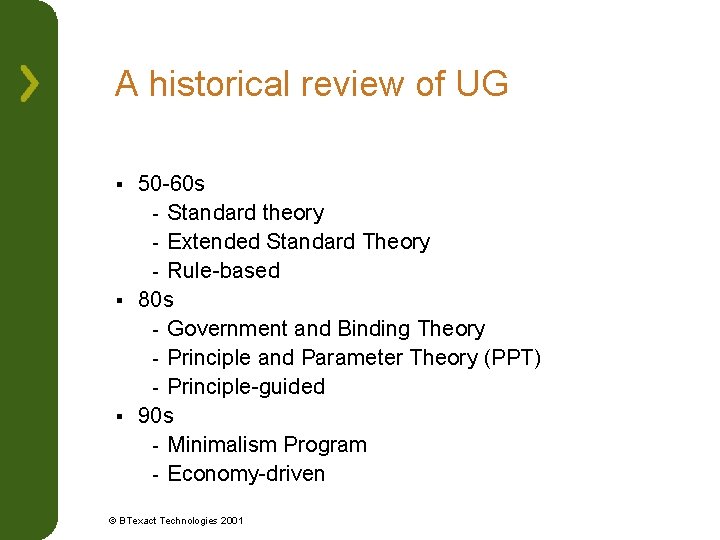 A historical review of UG 50 -60 s - Standard theory - Extended Standard
