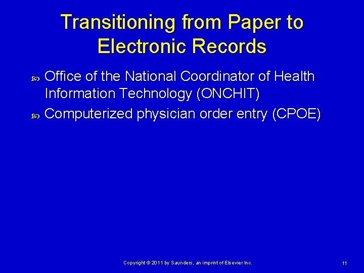 Transitioning from Paper to Electronic Records Office of the National Coordinator of Health Information Transitioning from Paper to Electronic Records Office of the National Coordinator of Health Information