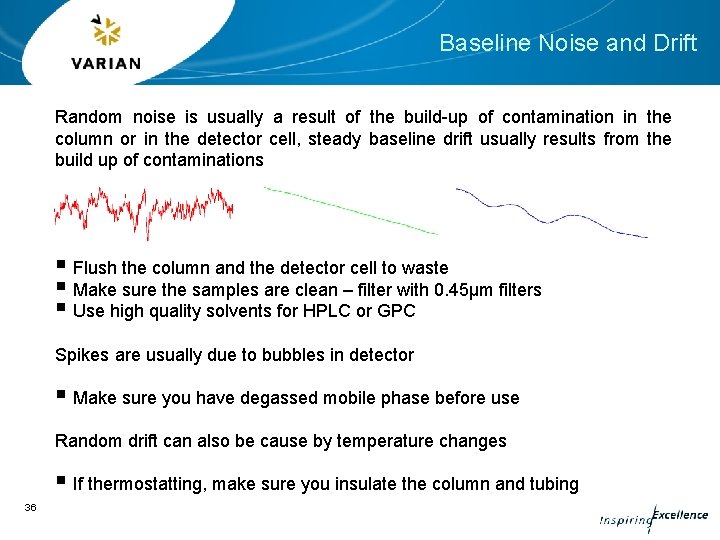 Baseline Noise and Drift Random noise is usually a result of the build-up of