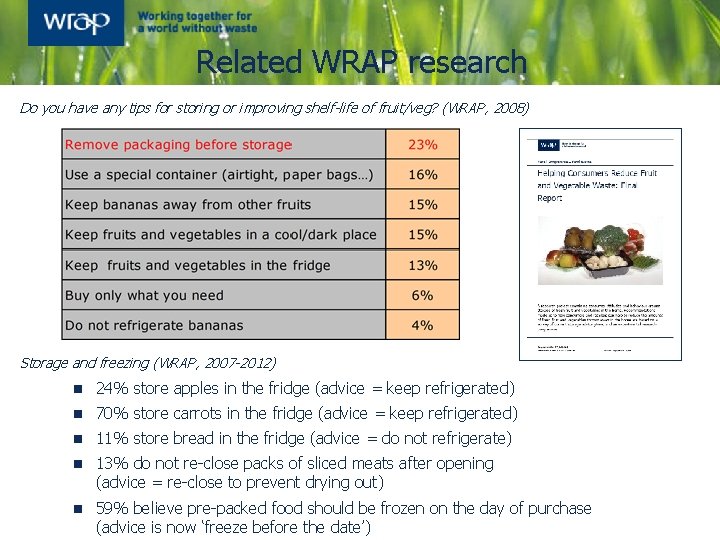 Related WRAP research Do you have any tips for storing or improving shelf-life of