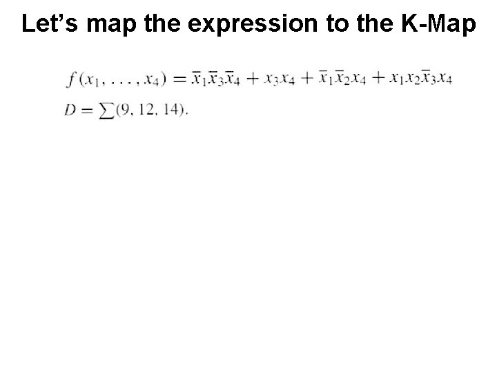 Let’s map the expression to the K-Map 