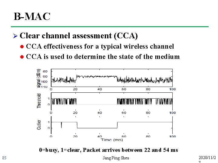 B-MAC Ø Clear l l channel assessment (CCA) CCA effectiveness for a typical wireless