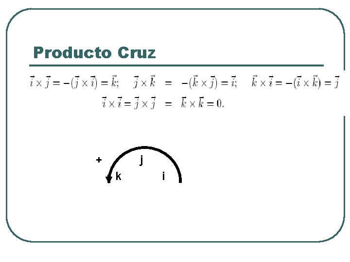 Producto Cruz + j k i 