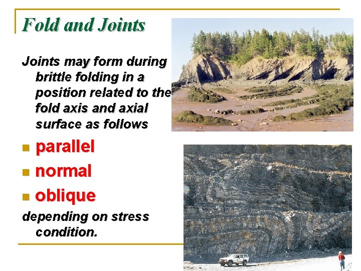 Fold and Joints may form during brittle folding in a position related to the