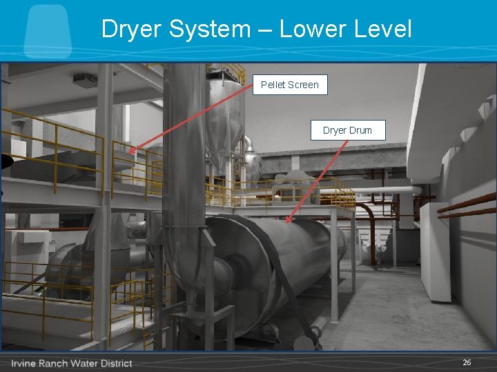 Dryer System – Lower Level Pellet Screen Dryer Drum 26 