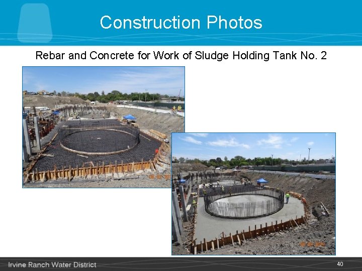Construction Photos Rebar and Concrete for Work of Sludge Holding Tank No. 2 40
