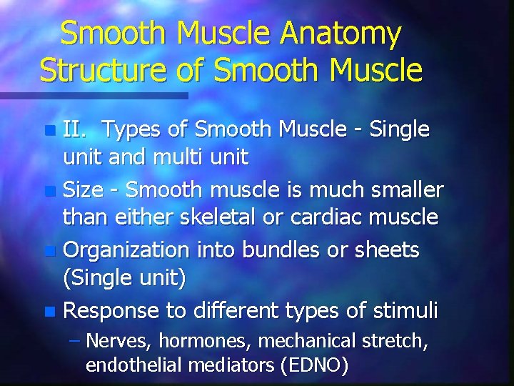 Smooth Muscle Anatomy Structure of Smooth Muscle II. Types of Smooth Muscle - Single