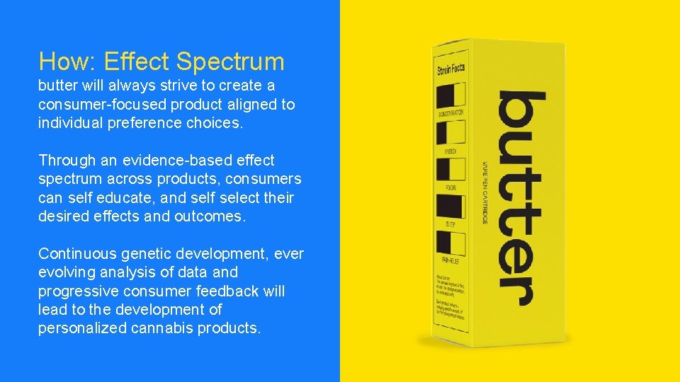 How: Effect Spectrum butter will always strive to create a consumer-focused product aligned to