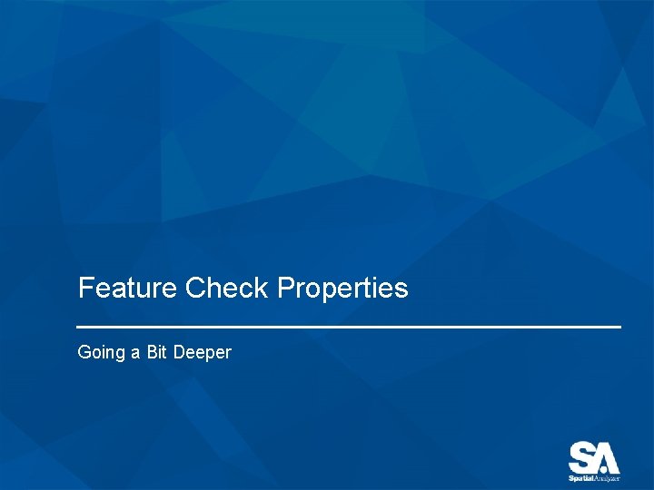 Feature Check Properties Going a Bit Deeper 