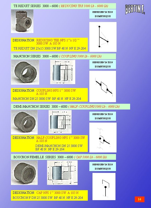  TE REDUIT SERIES 3000 – 6000 ( REDUCING TEE 3000 Lb - 6000