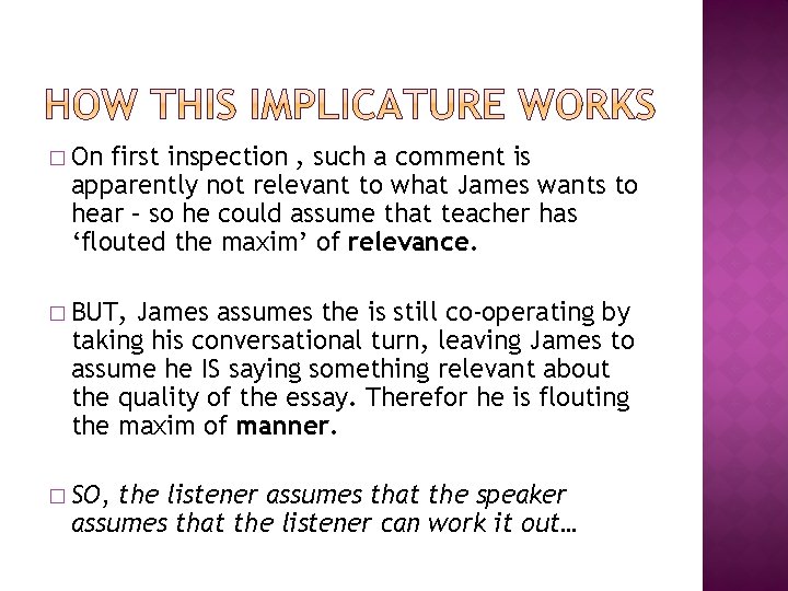 � On first inspection , such a comment is apparently not relevant to what � On first inspection , such a comment is apparently not relevant to what