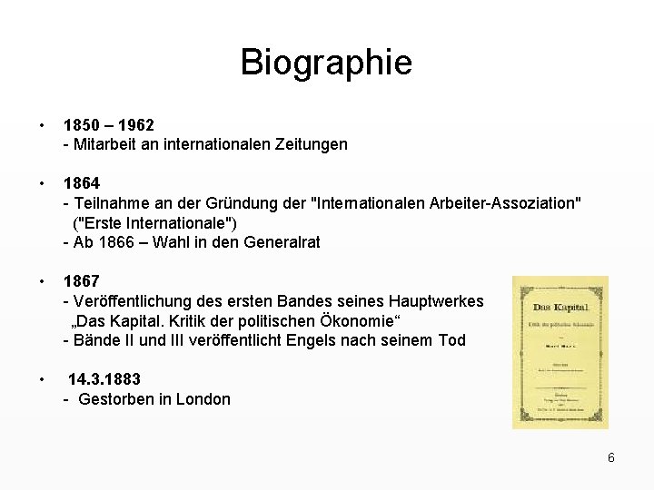 Biographie • 1850 – 1962 - Mitarbeit an internationalen Zeitungen • 1864 - Teilnahme