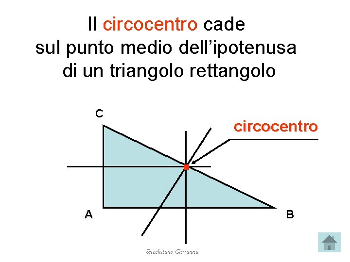 Il circocentro cade sul punto medio dell’ipotenusa di un triangolo rettangolo C . A
