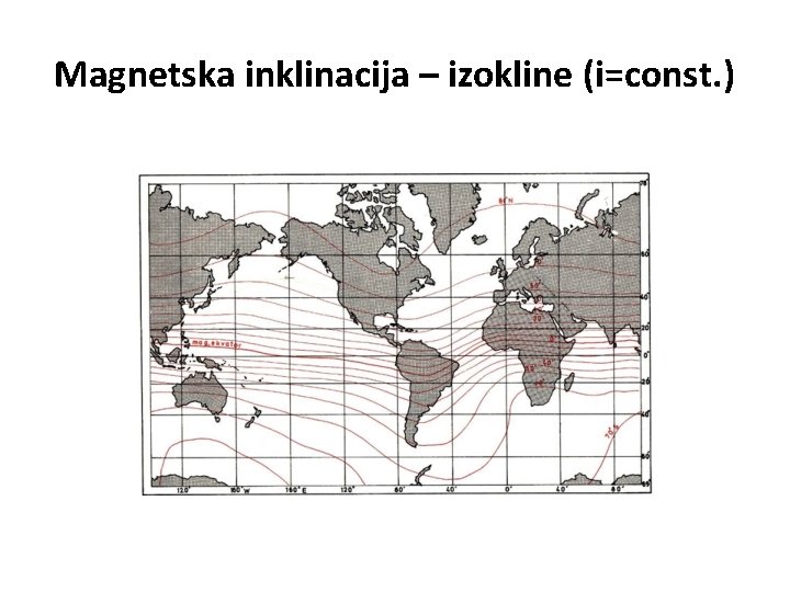 Magnetska inklinacija – izokline (i=const. ) 