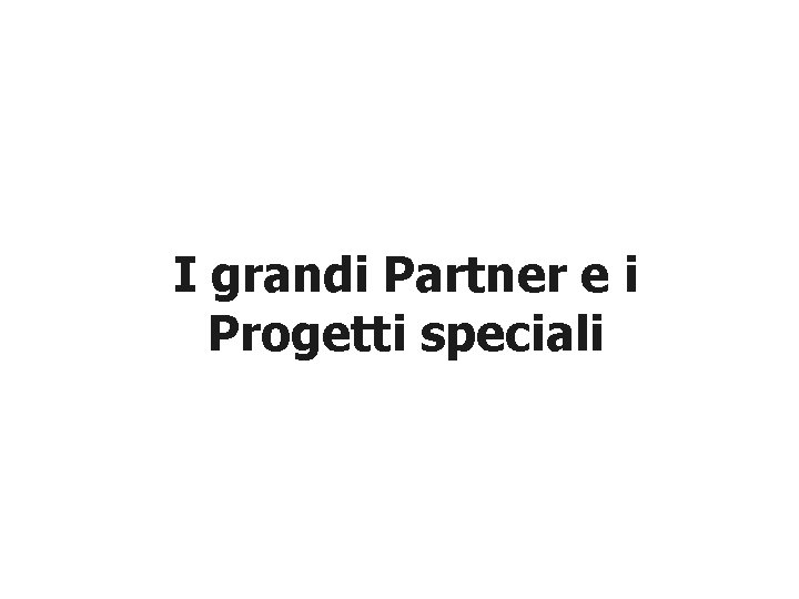 I grandi Partner e i Progetti speciali 