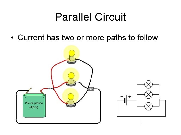 Parallel Circuit • Current has two or more paths to follow 