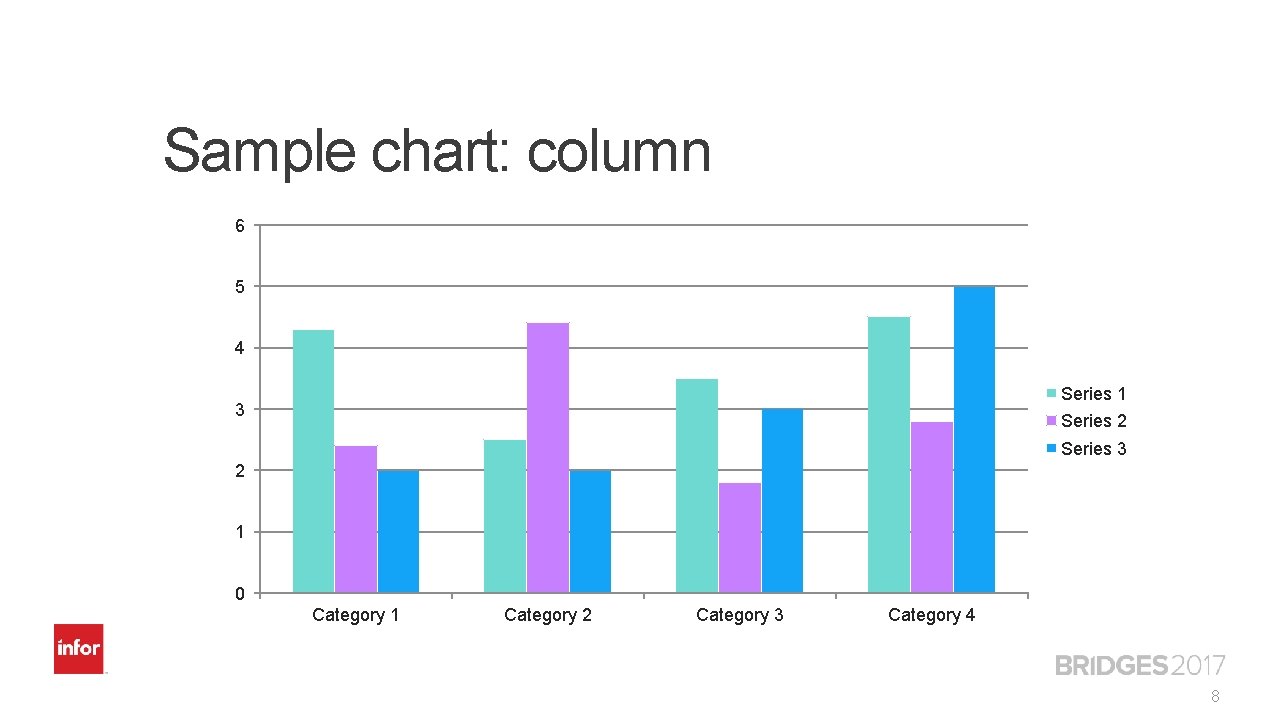 Sample chart: column 6 5 4 Series 1 3 Series 2 Series 3 2